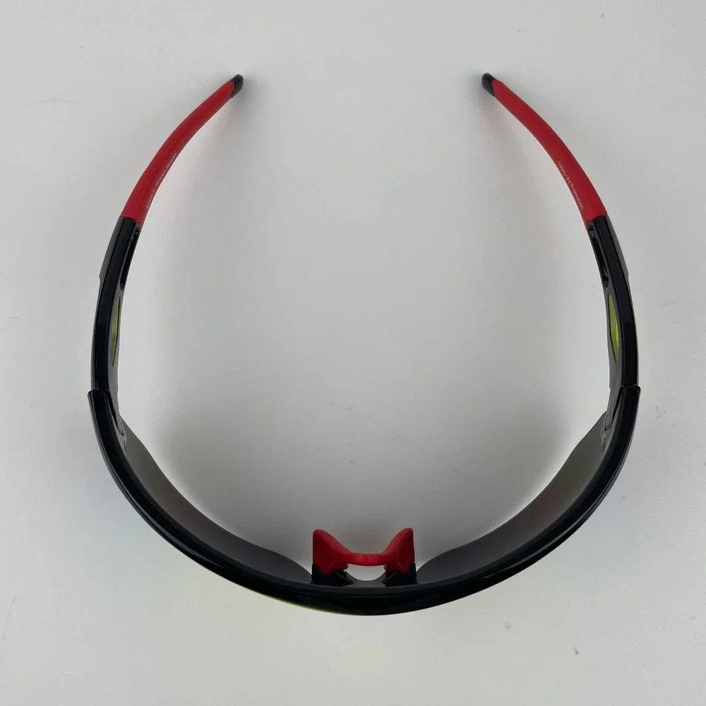 Mens Sport Wrap Sunglasses Black Neon Yellow Red Iridescent Mirrored Shield‎ Y2K